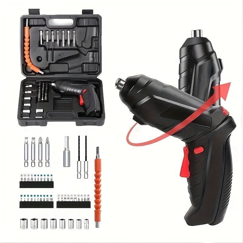 48pcs Cordless Electric Screwdriver Kit. Household Small Electric Drill Driver. Rechargeable Multifunctional Set